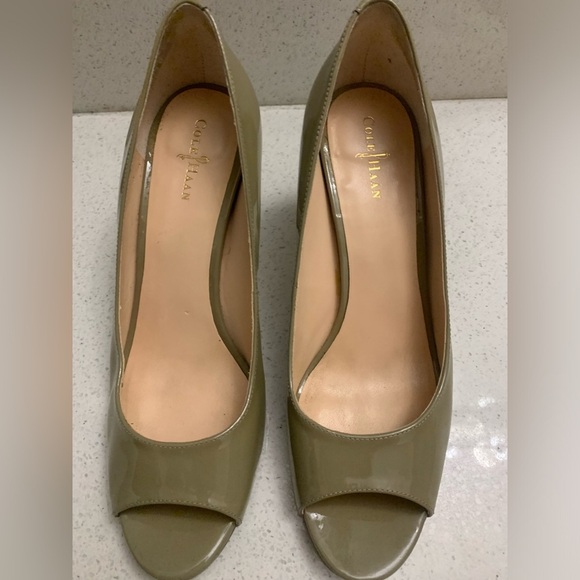 COLE HAAN Women's Lainey Air Khaki Taupe Brown Open Toe Low Heels Pumps 8.5‎ - Picture 7 of 11
